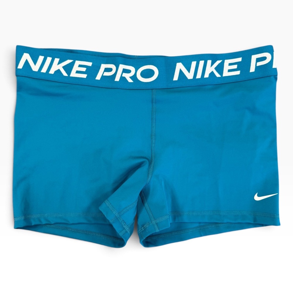 NIKE Pro Dri-Fit 3" Shorts Womens XL Teal Blue Athletic Spandex Training